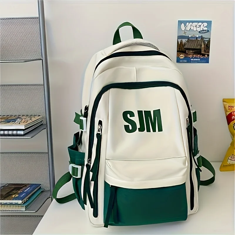 

American-style simple and high-value schoolbag, student backpack, large-capacity, high-quality, dirt-resistant casual bookbag