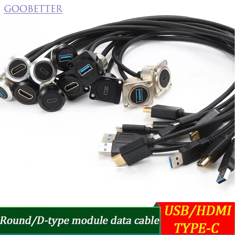Industrial USB HDMI Type-C D-Type Front Panel Mount with Extension Cables for Car PC, Industrial Computer Case, Server Chassis