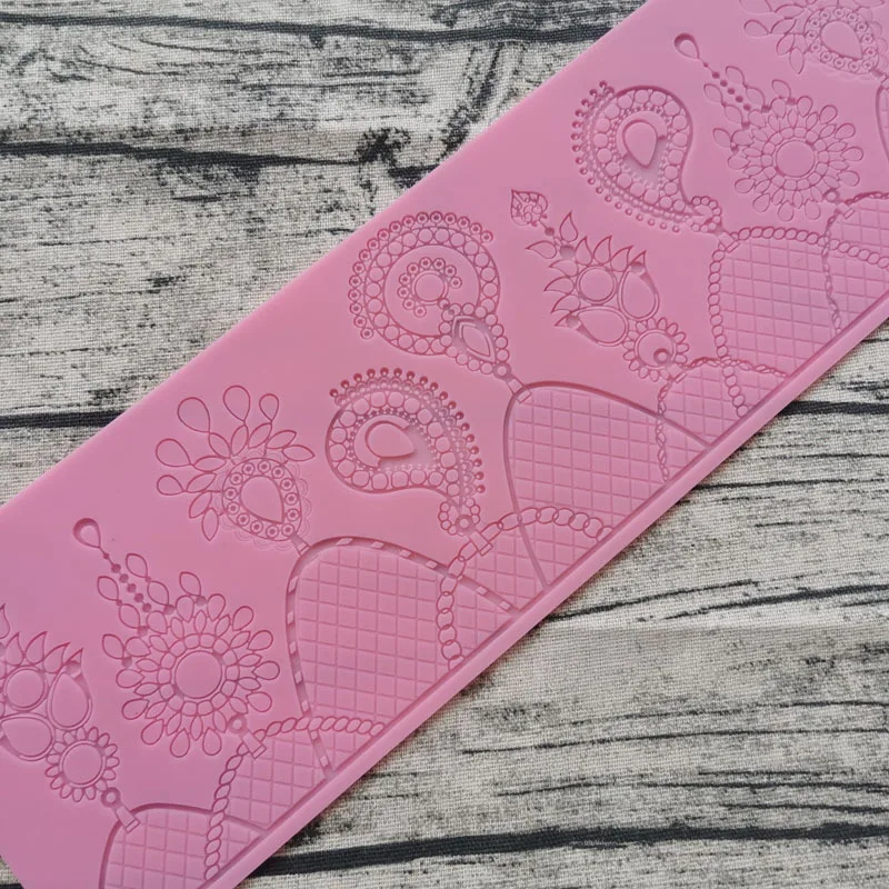 Lace Mold Crystal pendant Pattern Silicone Lace Mat Cake Brim Decoration DIY Tool M114