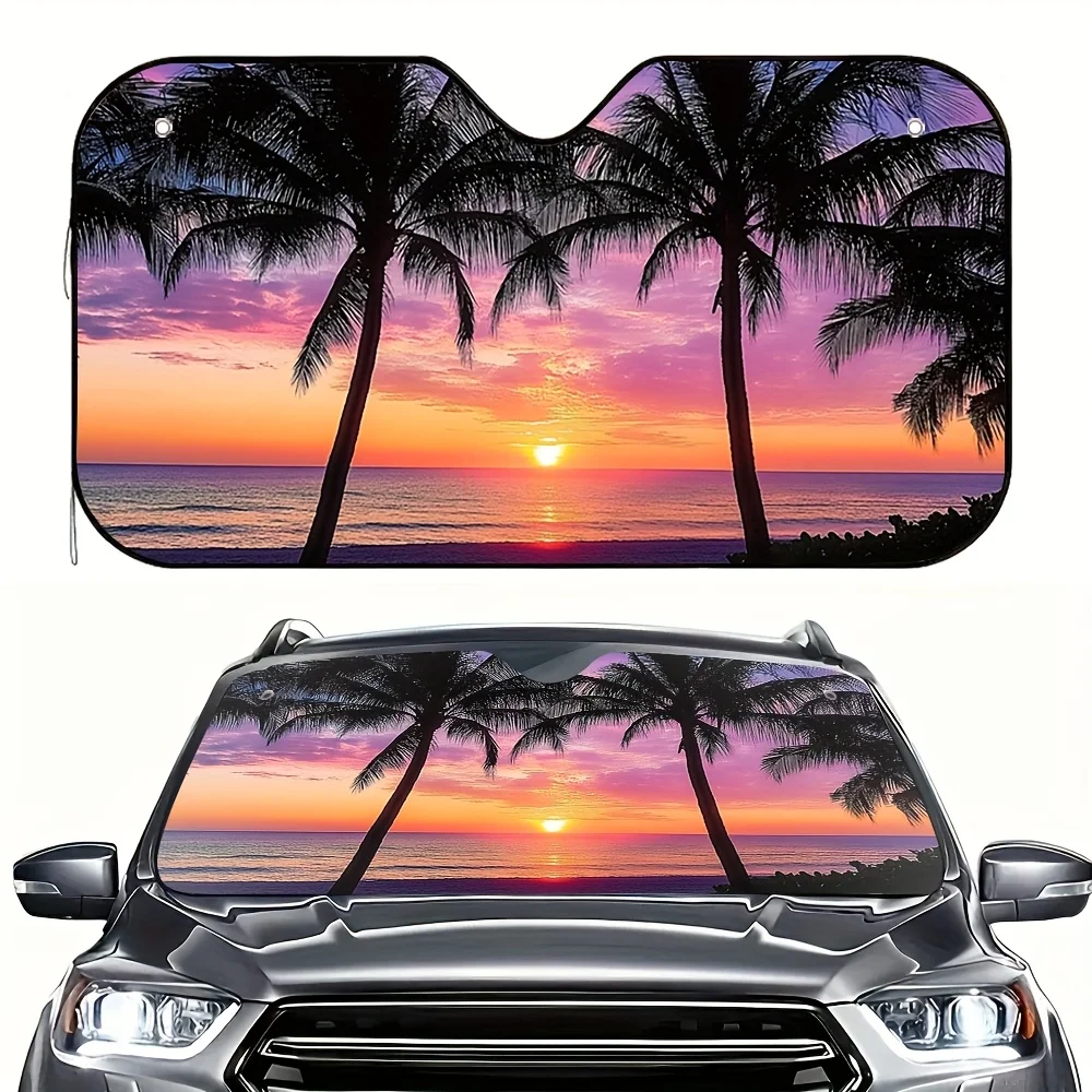 Coconut Trees by the Seaside Car Sun Visor perfectly adapts to different car models suitable for all driving needs