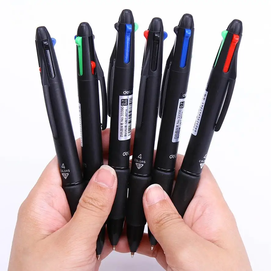 4-in-1 Retractable Ball Pen 0.7mm Multi Color Black Blue Red Green Ink Writing Tool For Students Office School Daily Stationery