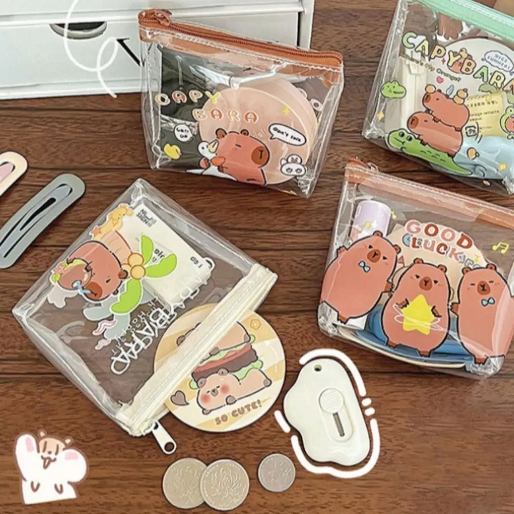 

Zipper Capybara Coin Purse Wallet Transparent Cartoon Capybara Purse Bag Coin Pouch Money Bag Capibara Lipstick Bag Children