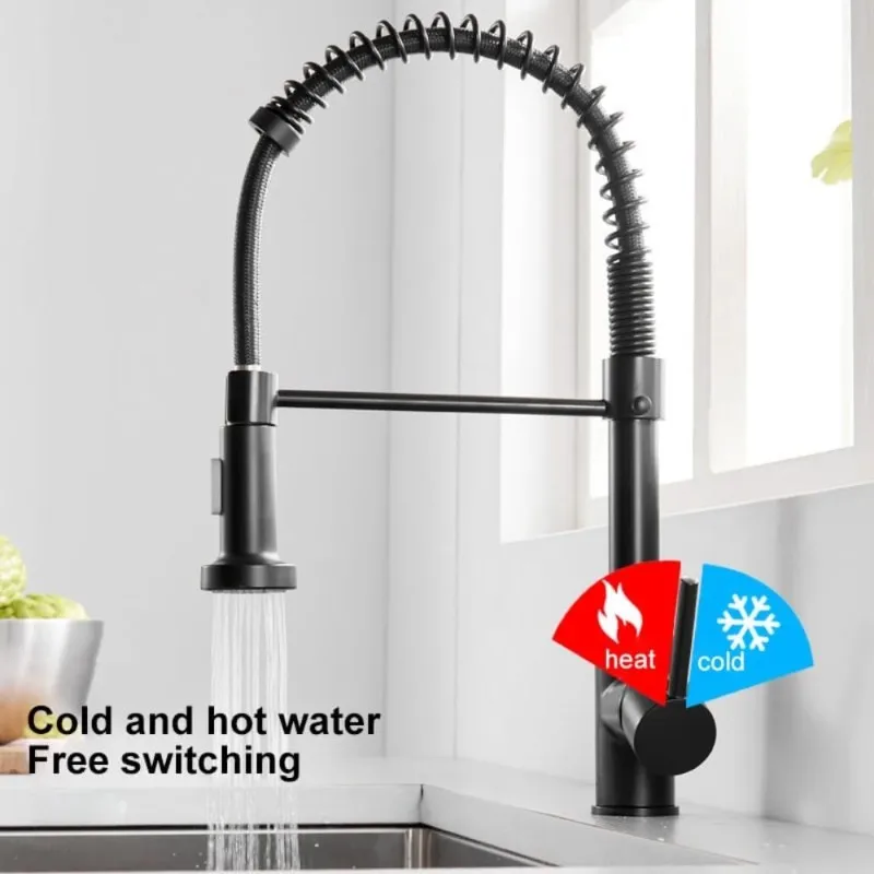 ABBO-Kitchen Faucet With Pull Down Sprayer Multitask Mode Single Handle High Arc Pull Out Kitchen Sink Faucet Efficient
