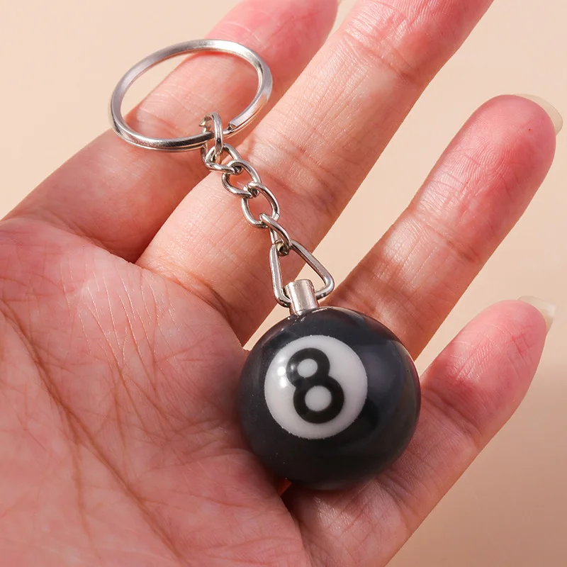 Fashion Creative Billiard Pool Keychain Table Ball Key Ring Lucky Black No.8 Key Chain 25mm Resin Ball Jewelry Gift