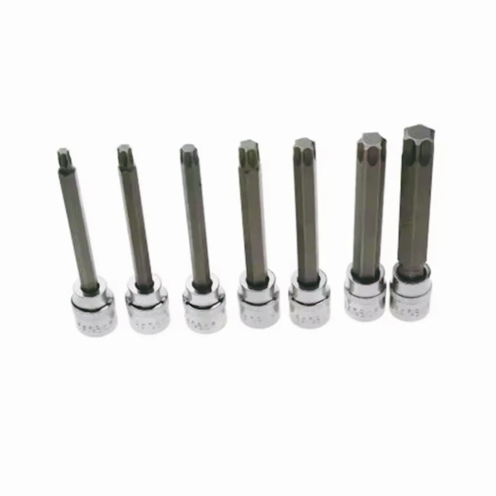 7 Uds. Venta caliente/destornillador de estrella Torx extra largo con encaje de 3/8" para controlador T25 T30 T40 T45 T50 T55 T60 llave de encaje ex