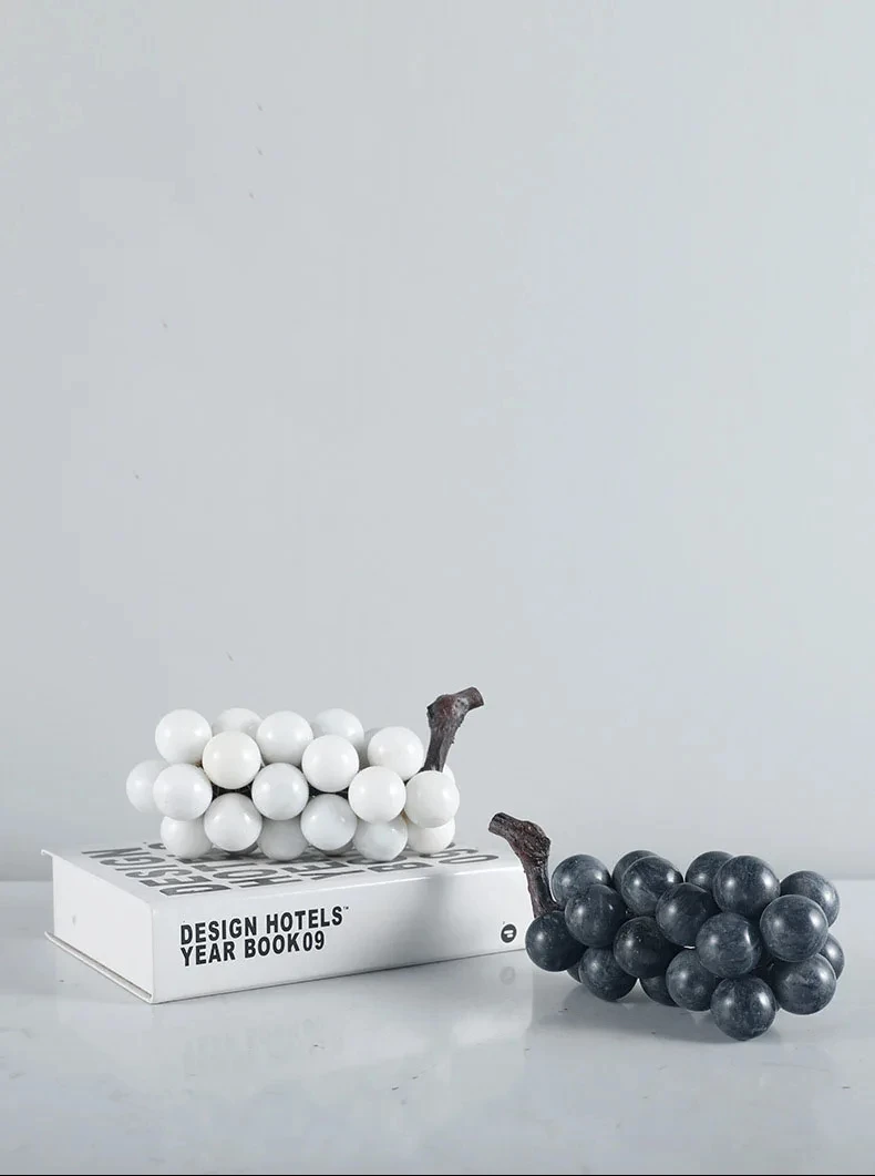 Minimalism Marble Grape String Sculpture Desk Decoration Imitation Grape Fruit Statue Room Aesthetics Decor Crafts Ornaments