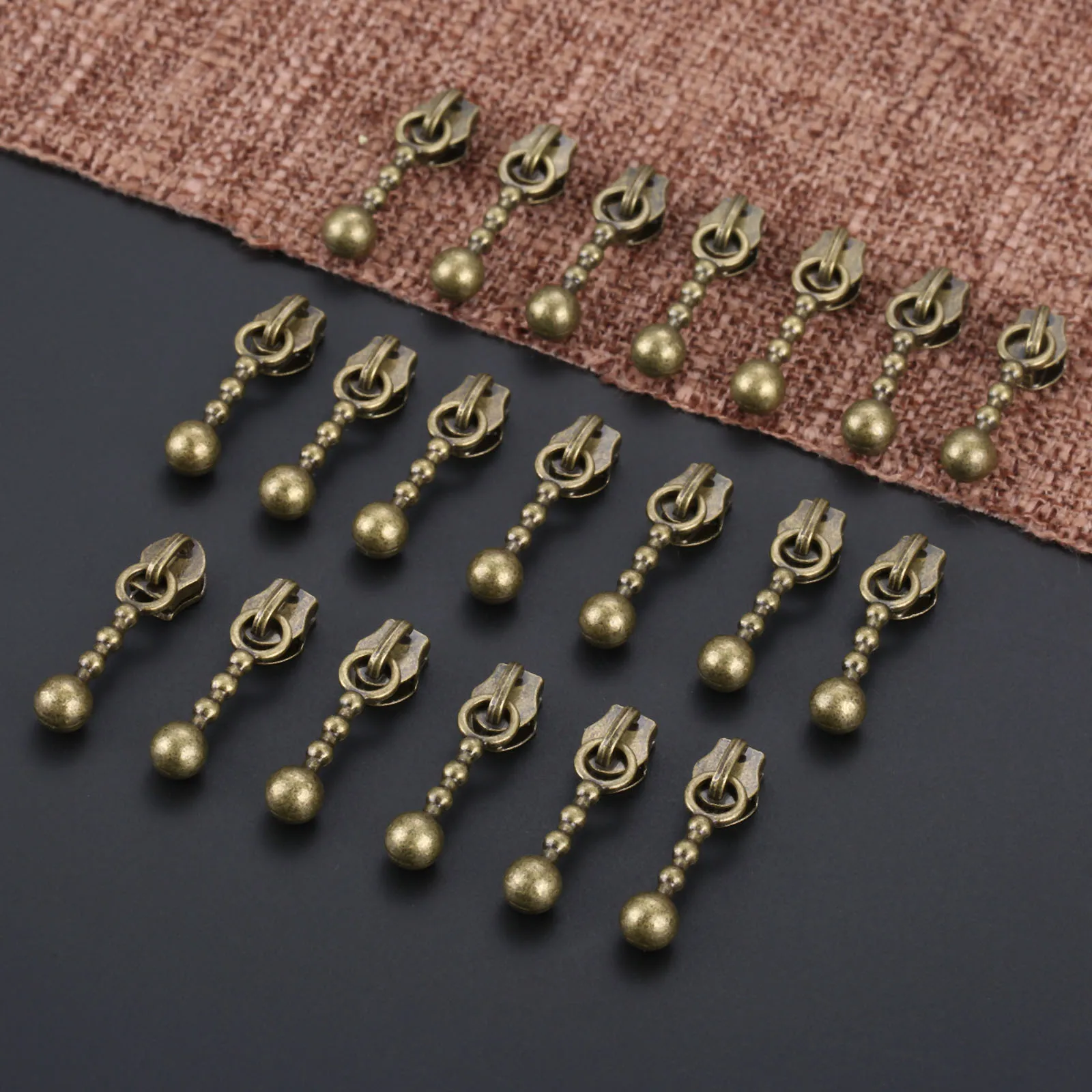 20Pcs Vintage metal Zipper Sliders Antique Bronze 21mm Zipper Repair Craft Sewing Supplies Accessories DIY Craft High Quality