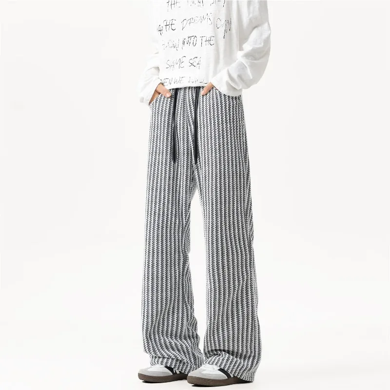 

Men's Casual Striped Pants Woven Pants Elastic Waistband Suitable for Outdoor Daily Casual Pants Men Streetwear Fashion Trousers
