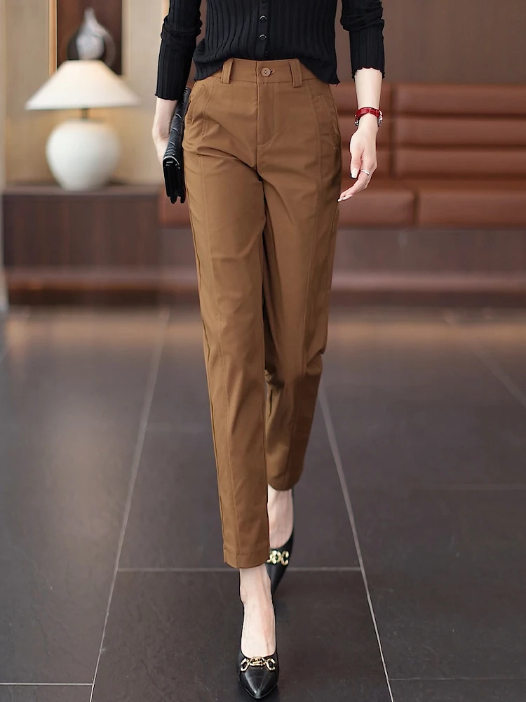 

High Waist Slimming Casual Harem Pants Women's Spring Autumn New Style Small Size Straight Tube Pants Korean Style Commute