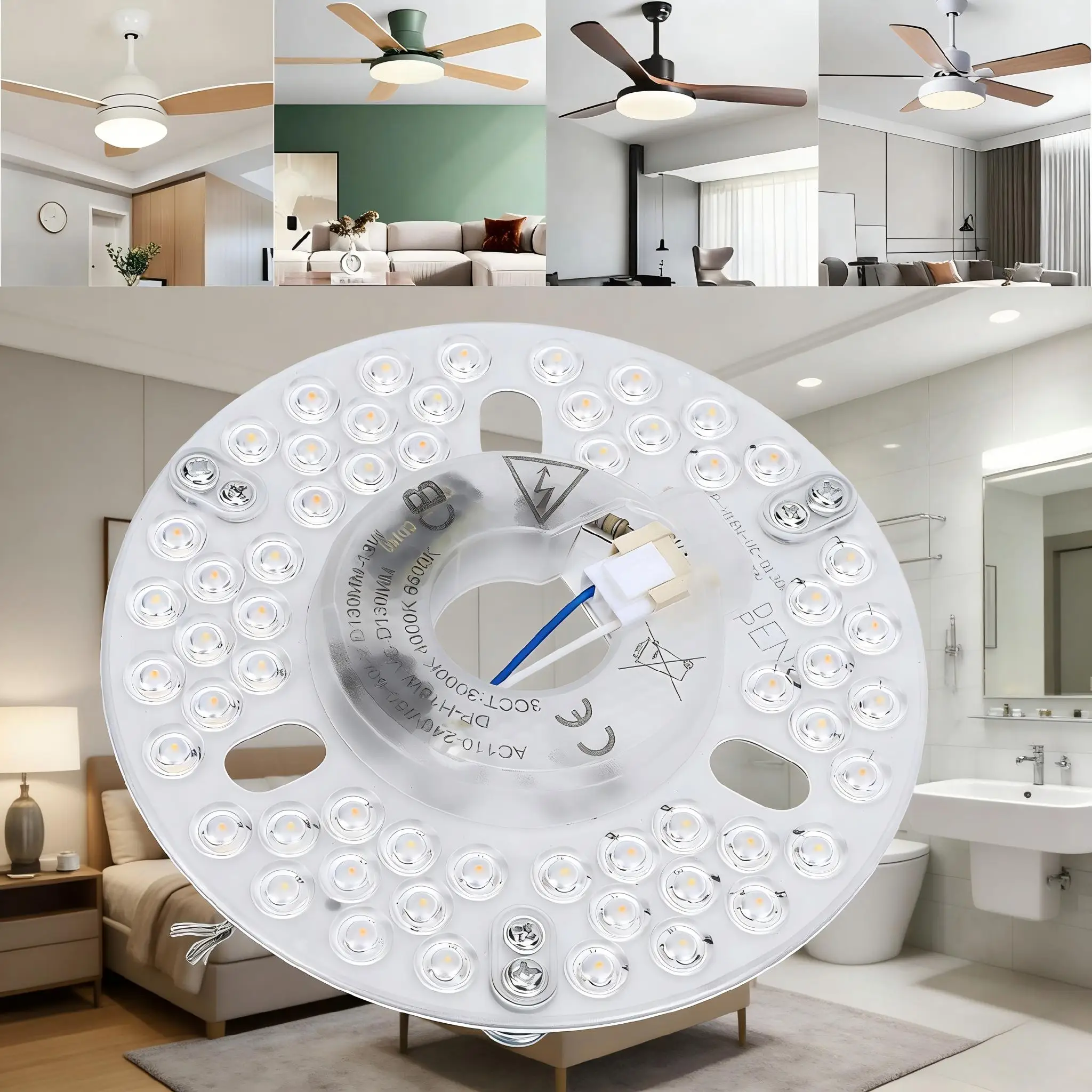 Ceiling Board Circular Lamp 130mm 18W 3CCT Dimmable Round Replacement Ceiling Fan Light 110-240V Energy Saving Home Light Parts image 6