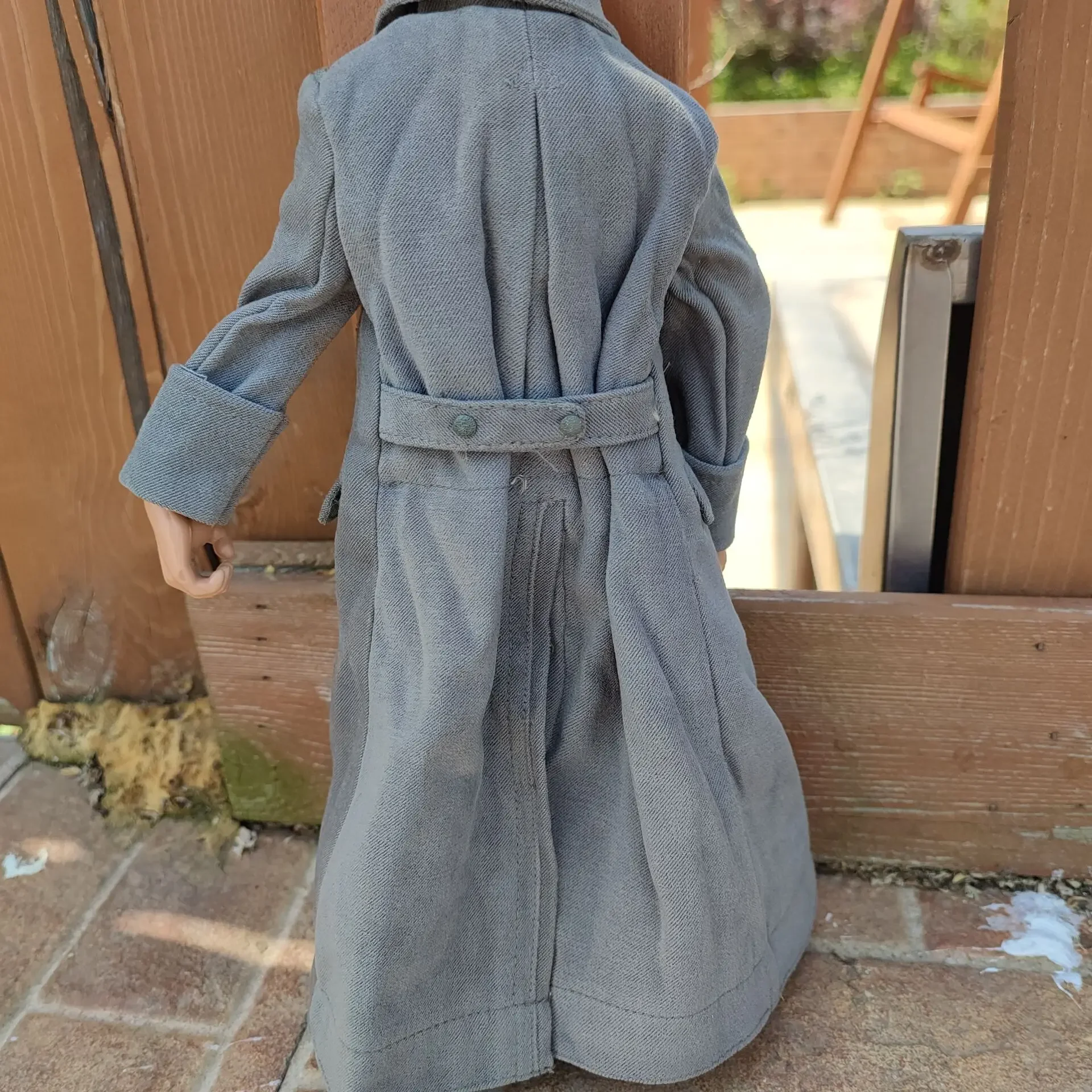 ชุดเสื้อโค้ทกำมะหยี่สีเทาสำหรับฟิกเกอร์ทหารเยอรมันสมัยสงครามโลกครั้งที่ 2 ขนาด 1/6 สำหรับตุ๊กตาทหารขนาด 12 นิ้ว