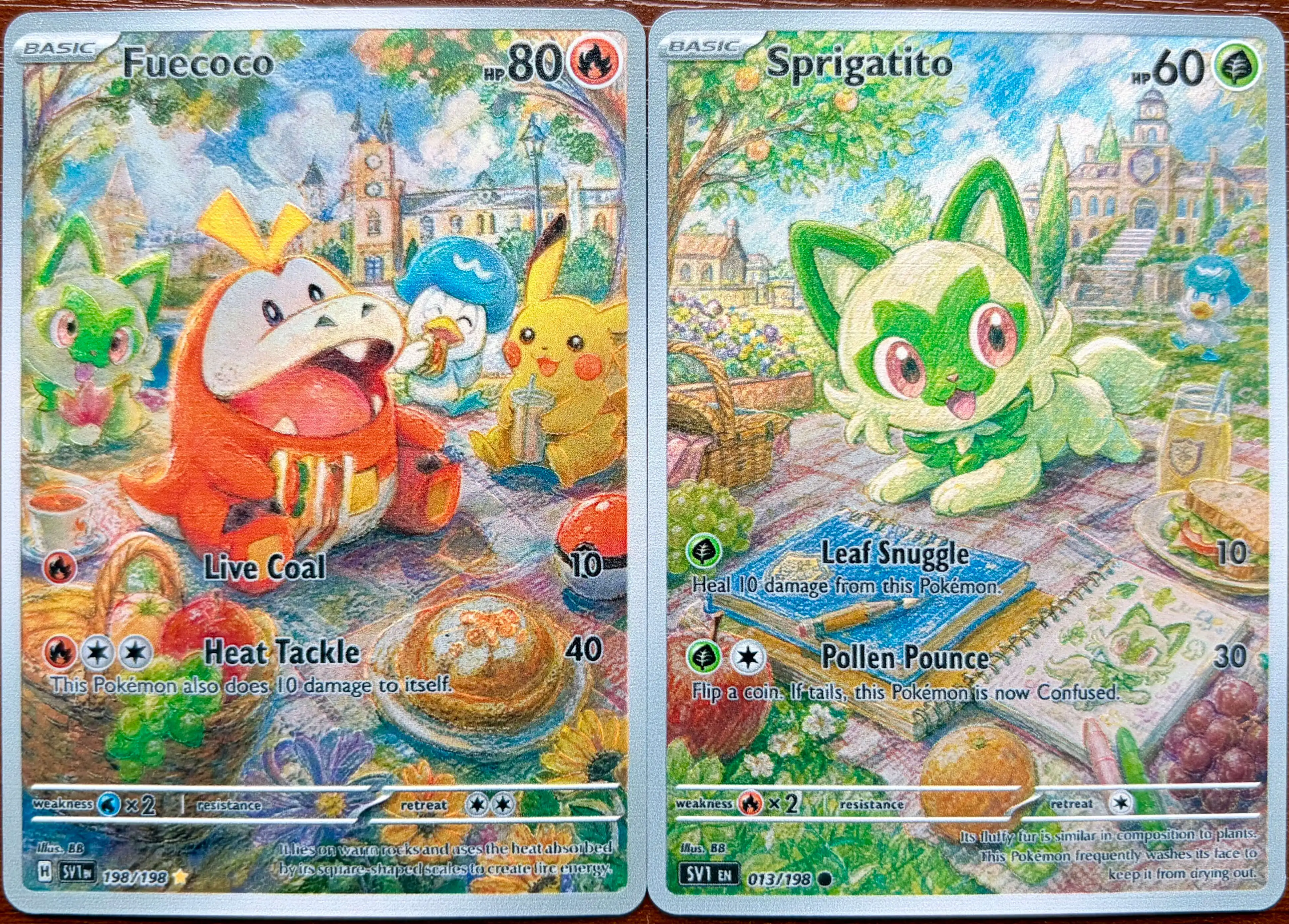 5Pcs PTCG Cards Dachsbun Bounsweet Quaxly Fuecoco Sprigatito Crayon Series PTCG Collection Holo Cards Anime Toys PTCG Gift