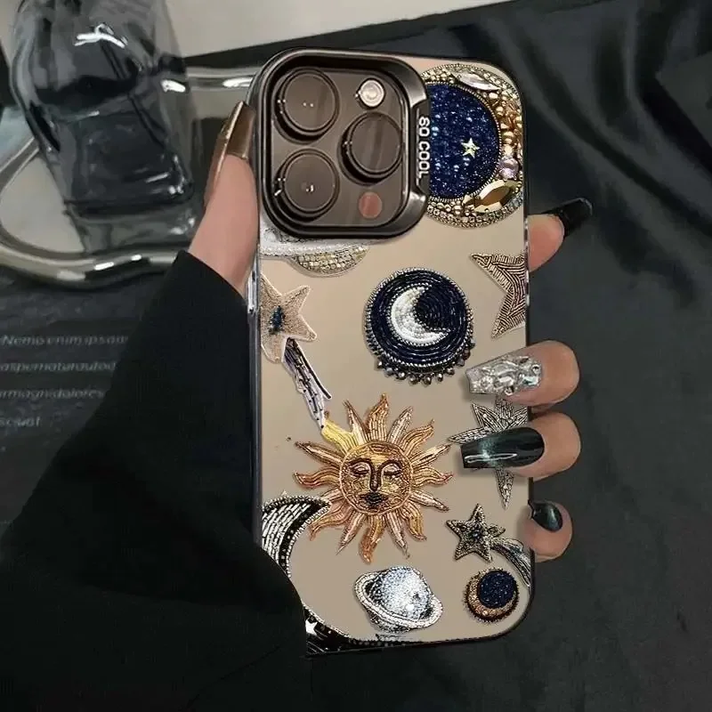 Baroque Starry Sky Sun Moon Star Phone Case, Suitable For IPhone 7/8/XR/XS/11/12/13/14/15/16 Plus Pro Max