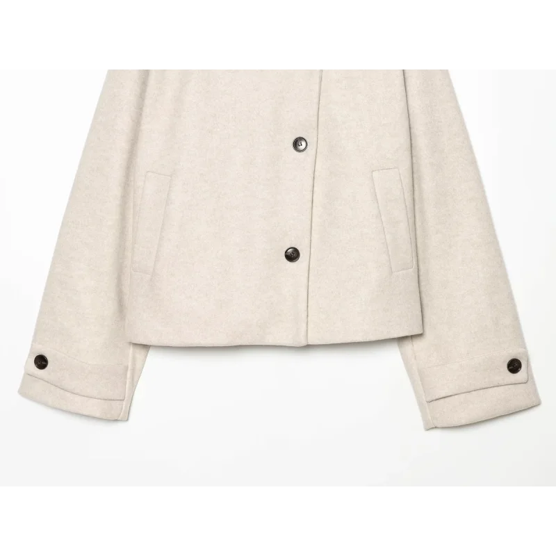 2026 Herbst Winter Neuankunft Damen Einfarbiger Mantel Langarm Stehkragen Oberbekleidung Täglicher Chic Damen Modejacke – Detail 31