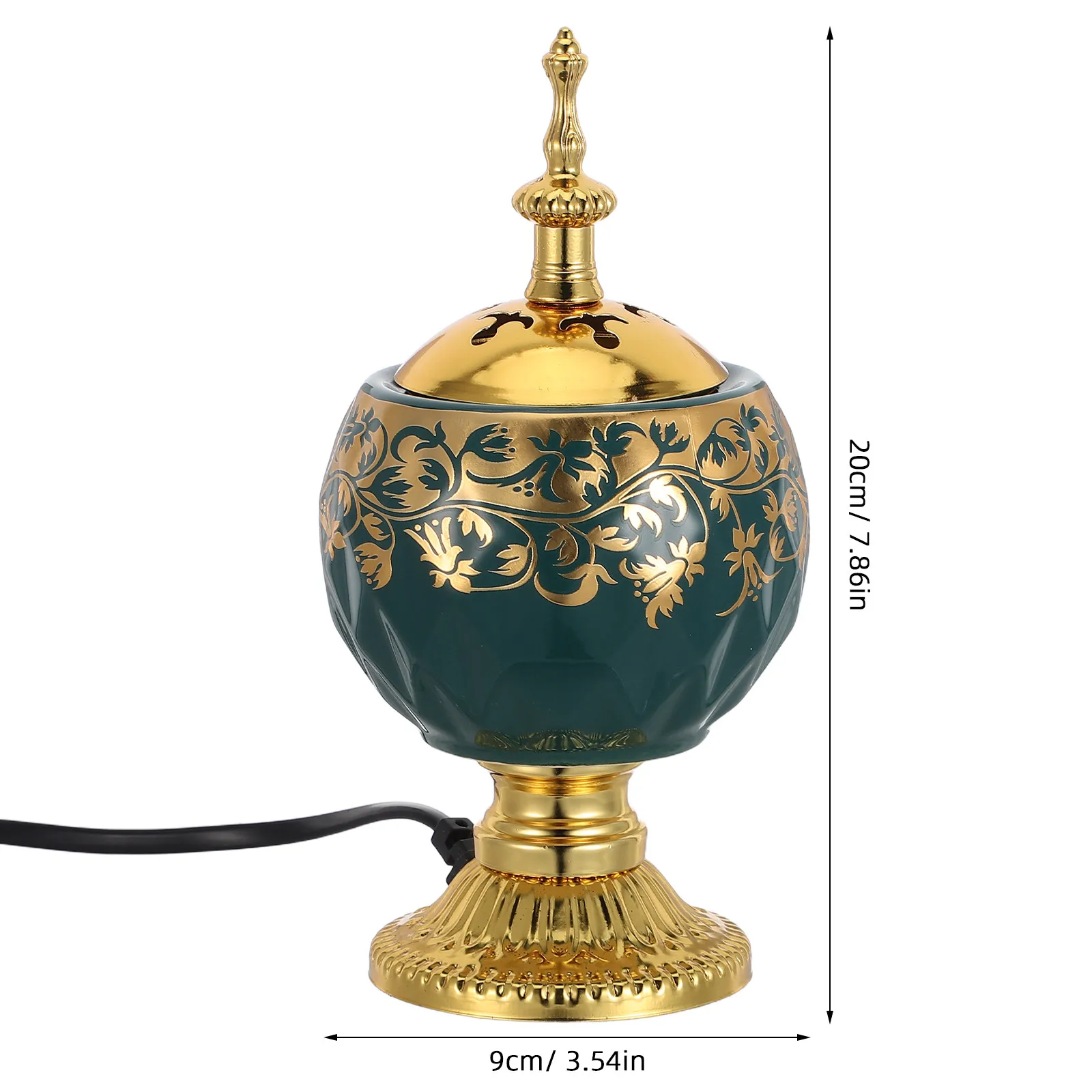 Green Ceramic Electric Arabic Incense Burner Plug-in Bakhoor Aromatherapy Burner for Bedroom Office Tabletop Fragrance Diffuser