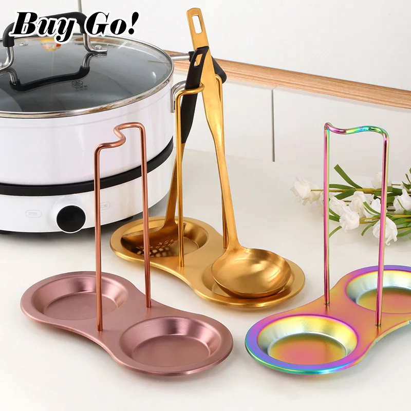 1/2Pcs Stainless Steel Pot Lid Rack Detachable Pan Cover Shelf Multifunctional Spatula Holder Spoon Stand Kitchen Accessories