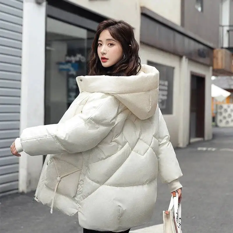 Manteau à capuche épais et chaud pour femme, veste coréenne ample rembourrée en coton, Parkas, nouvelle collection hiver 2025