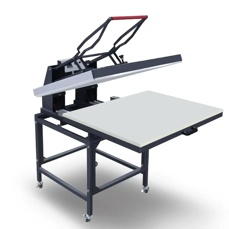 Manual High-Pressure 80 X 100 Platen Heat Press Machine User-Friendly with Puller Black Big Size for Plate Printing