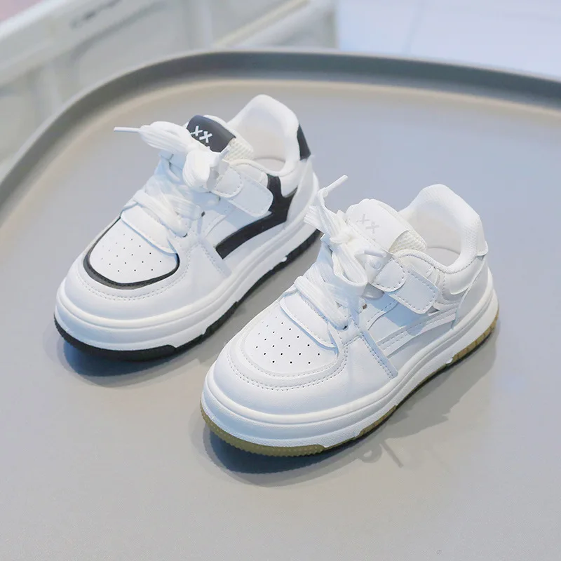 

Children's white shoes2024Spring and Autumn New Boys' Sneaker Non-Slip Girls' Casual Shoes Soft-Soled Shoes for Baby Single