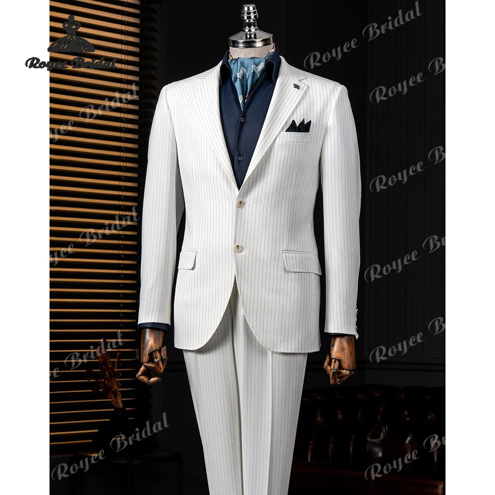 Stripes Notch Lapel Men's Wedding Suit 2026 Two Piece Single Breasted Business Evening Suit Customized trajes para hombre