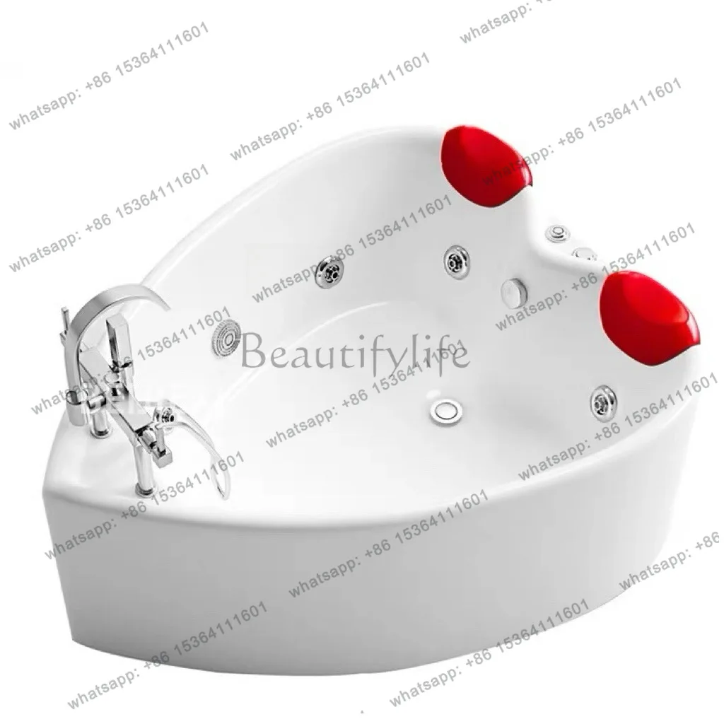 Acrylic heart-shaped bathtub surf massage white pink double pool theme hotel bathtub