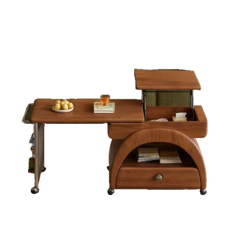 Mobile foldable multifunctional small cart, coffee table, home small apartment, liftable tea table, extendable living