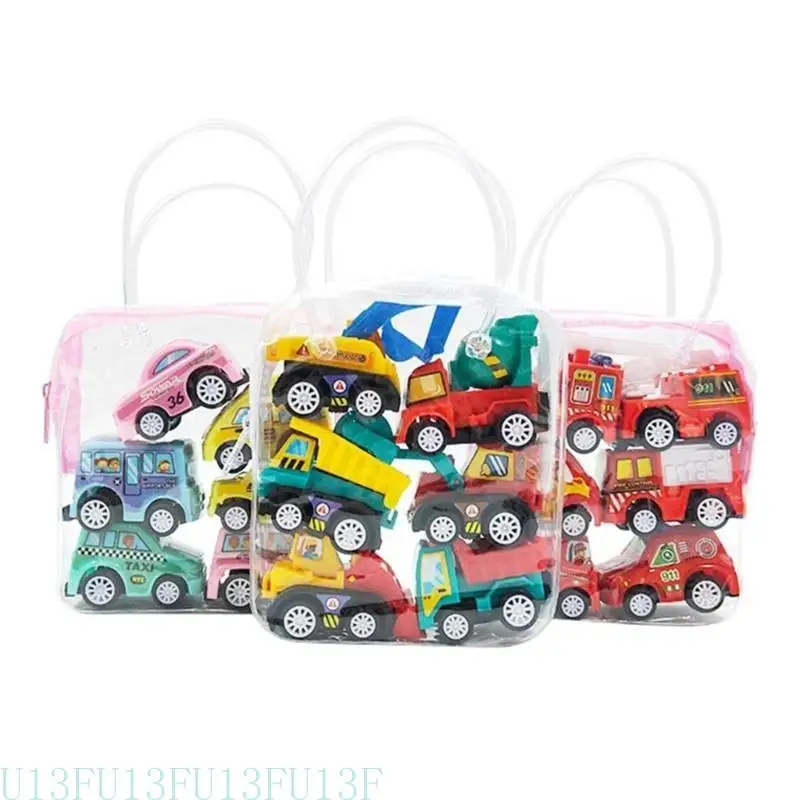 U13F 6PCS Small Pull Back Car Set Véhicule jouet pour les enfants Styles aléatoires amicaux sûrs pour les tout-petits