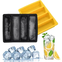 4 Grid Big Ice Tray Mold Giant Jumbo Large Food Grade Silicone Ice Square Tray Mold DIY Ice Maker Ice Tray Ice Cream Bar Tool