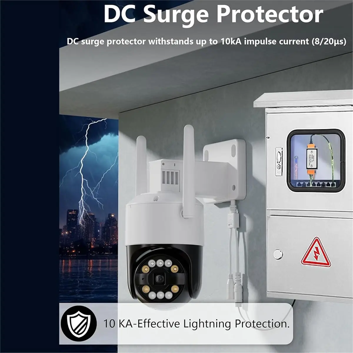 A003 DC12V Surge Protector 10kA Lighting Arrestor for Security Cameras, CCTV Systems, RS485 & Low Voltage Equipment