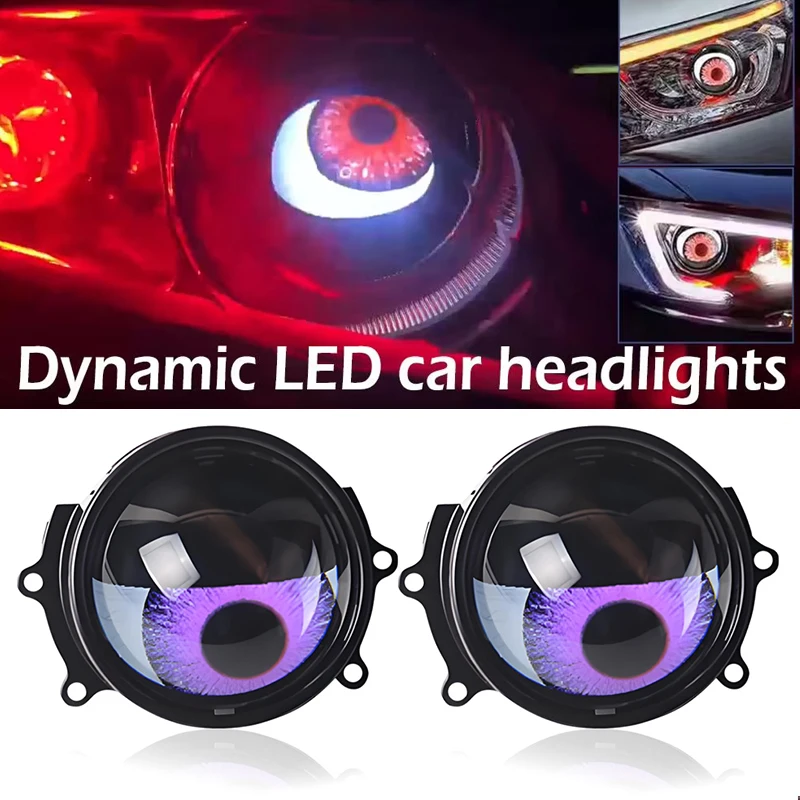 

Dynamic 3 Inch Devil Eyes Lens Lights For 12v Car Demon Eye Red Eye Retrofit Kits Headlight Assembly Auto Accessories