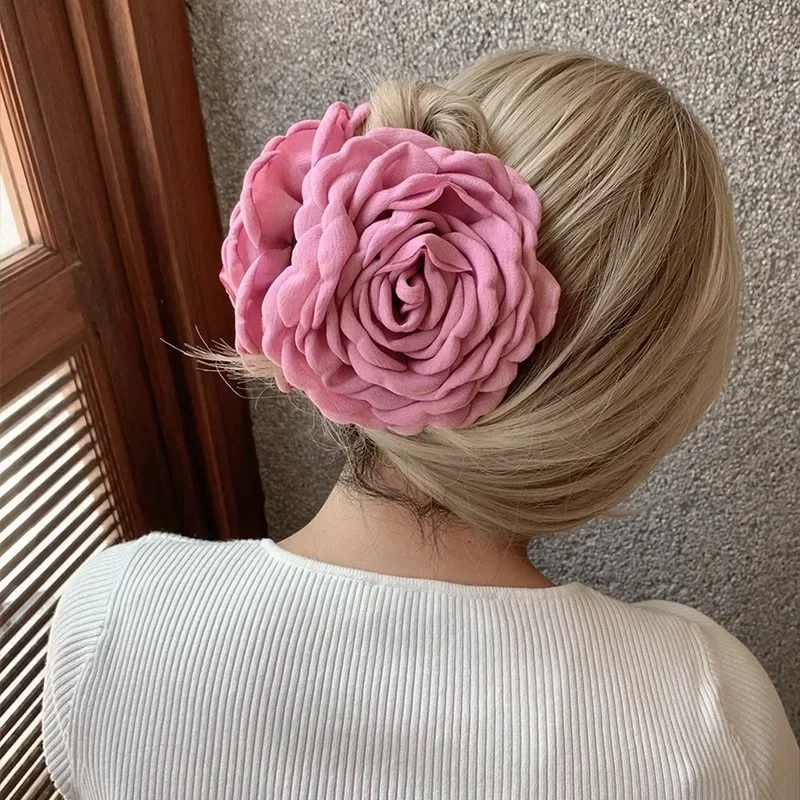 Hair Claw Dried Rose Blossom Claw Clip Female Style Shark Clip Sweet Claw Clip Spring/Summer New Style Hair Jewelry