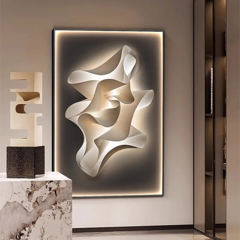Modern Luxury LED Wall Lamp Crystal Porcelain Corridor Living Room Decoration Abstract Hanging Painting Indoor Home  Mural Light