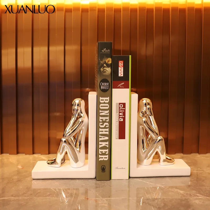 Creative, light luxury Nordic character bookends, sample room wine cabinet decorative ornaments, home study resin bookends