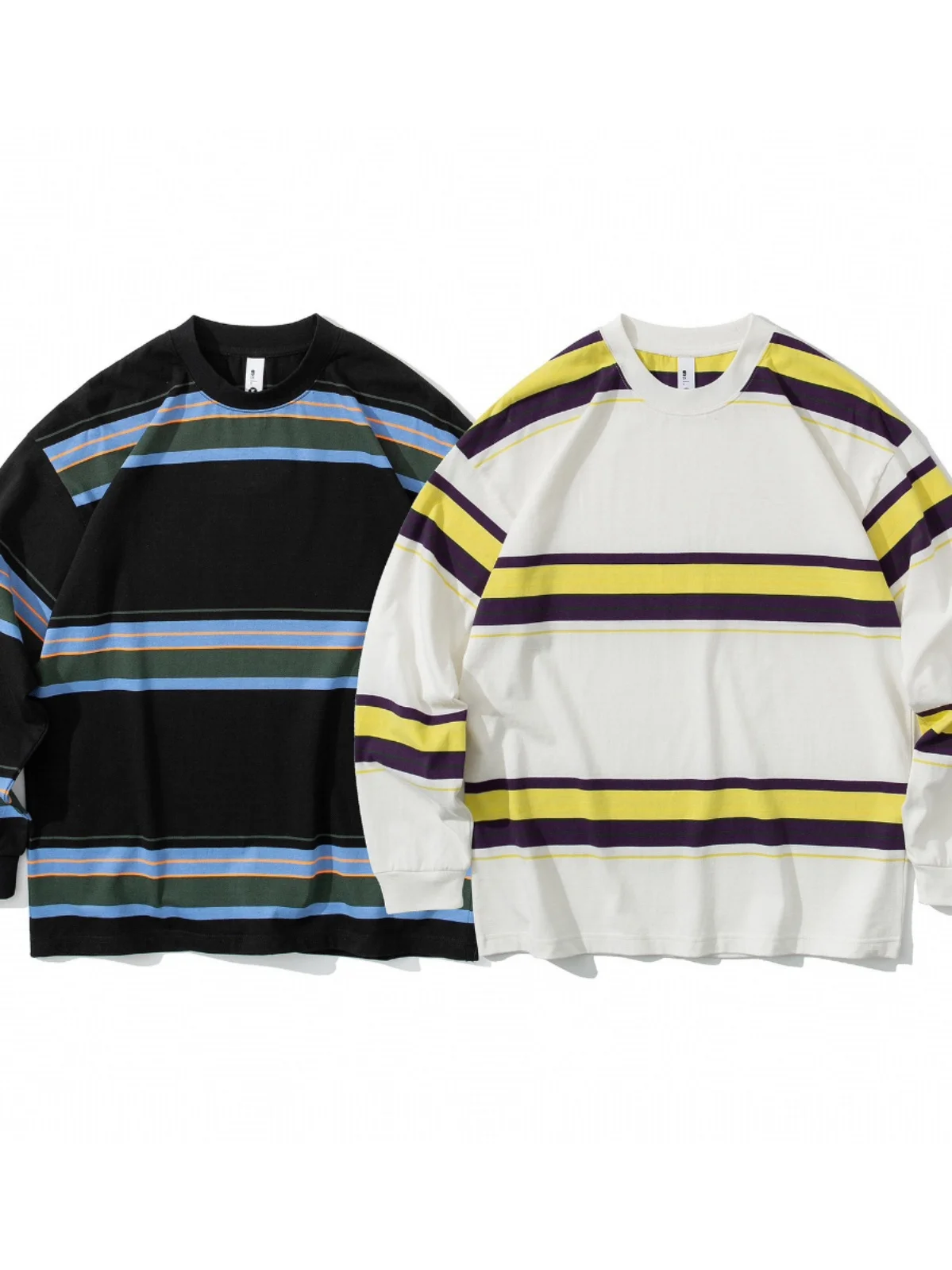 

Японская футболка с длинным рукавом из чистого хлопка, в клетку, с круглым вырезом, больших размеров, впитывающая пот, цветная, модная.