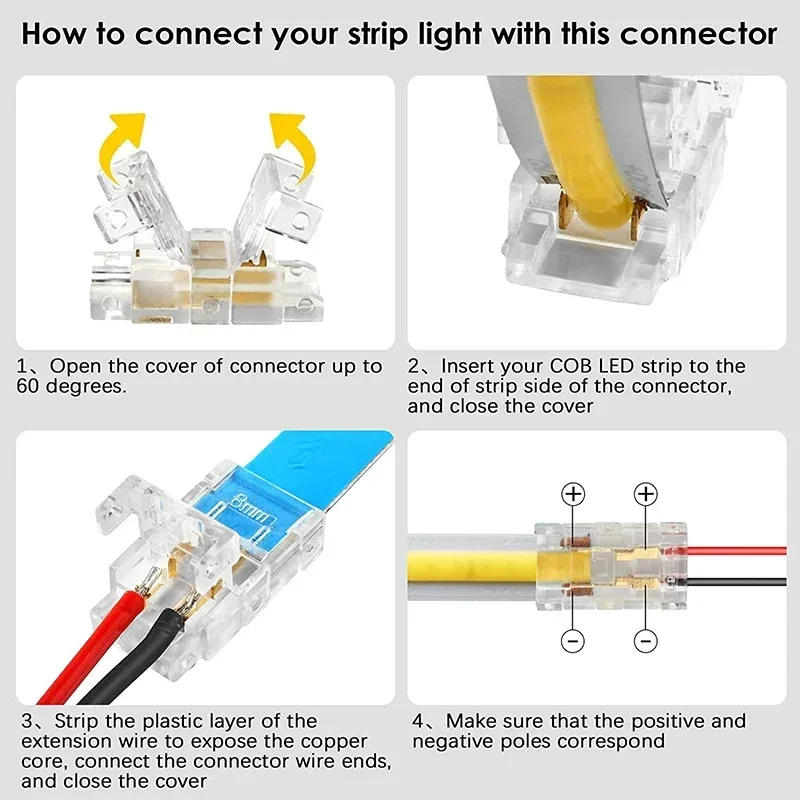2pin 8 مللي متر COB LED قطاع إلى قطاع LED موصلات قطاع إلى سلك اتصال لحام تمديد لأضواء قطاع COB LED 8 مللي متر