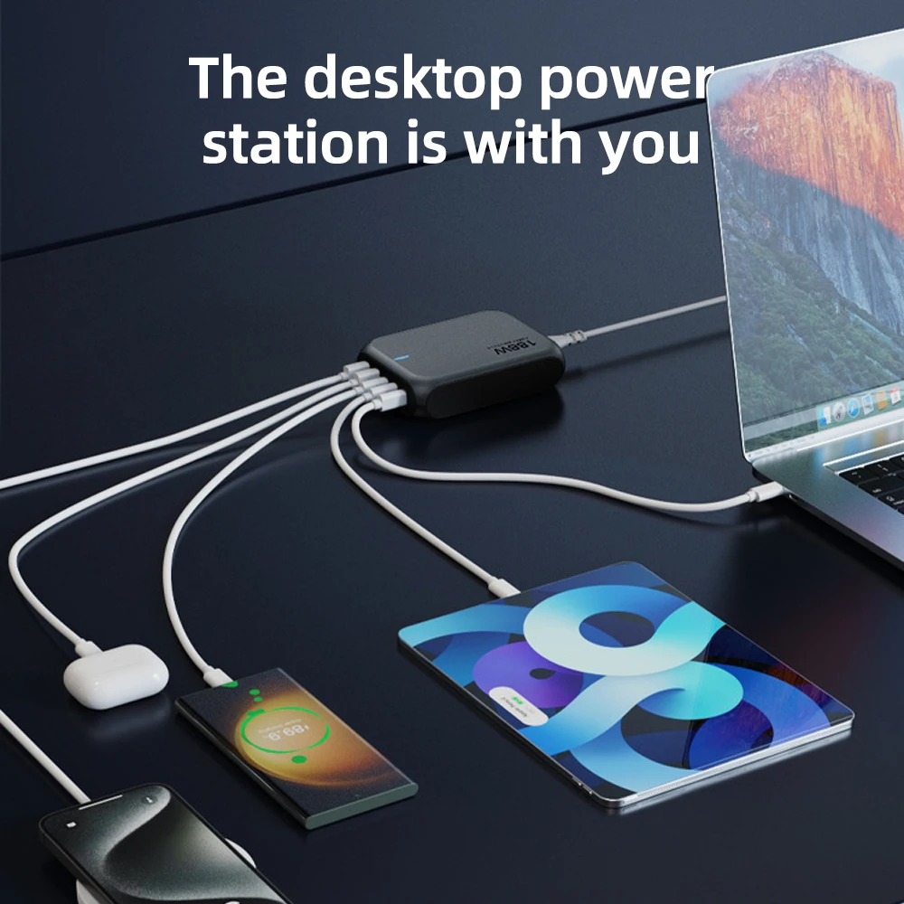 188W 데스크탑 GaN 충전기 PD3.1 140W QC3+ DCP SFCP UFCS PPS 3Type-C 2USB 미국 영국 EU KR AU 노트북 전화 이어폰 고속 충전