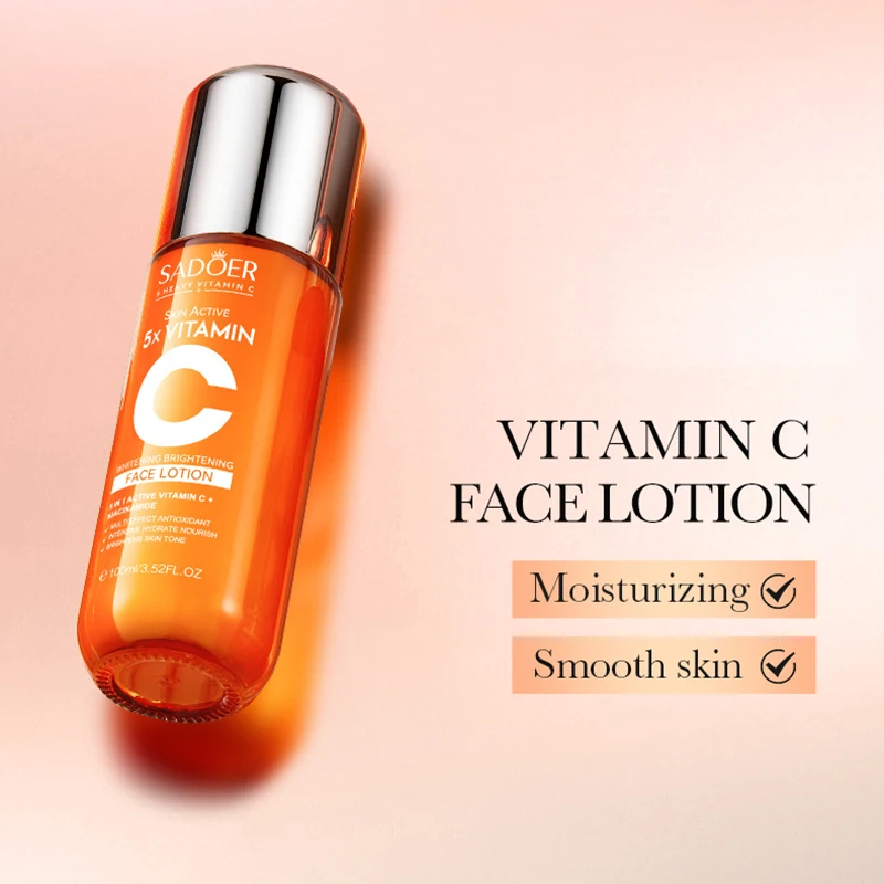 SADOER Set per la cura della pelle alla vitamina C Crema per il viso Detergente viso idratante Siero Toner Crema per gli occhi Bellezza Cura del viso 6 pz/lotto