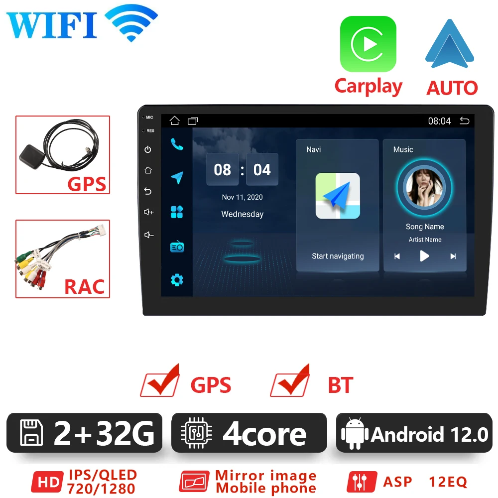 

BOSSCAR Universal 7"/9"/10" 64G WIFI Navigation GPS Car Audio Multimedia Player Android Auto Radio Carplay For Nissan Toyota