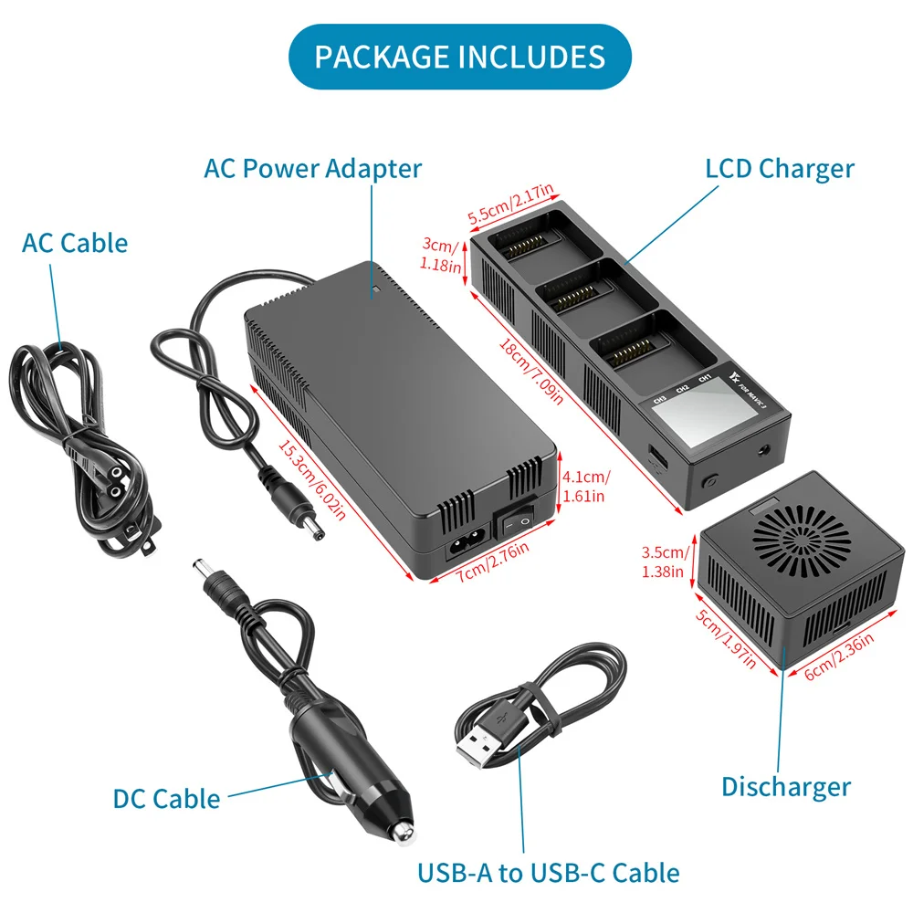 Multi-Function Storage Charger for DJI Mavic 3/Mavic 3 PRO Digital Display LCD Screen Battery Charging Hub Powerbank Accessories