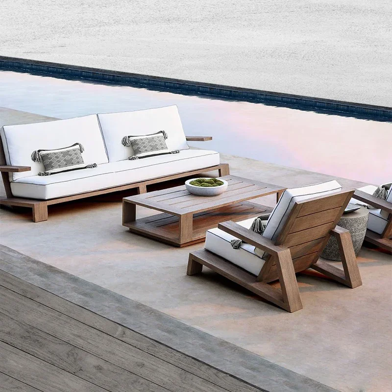 

B&B outdoor sofa courtyard terrace teak old outdoor waterproof outdoor garden anticorrosive leisure sofa combination
