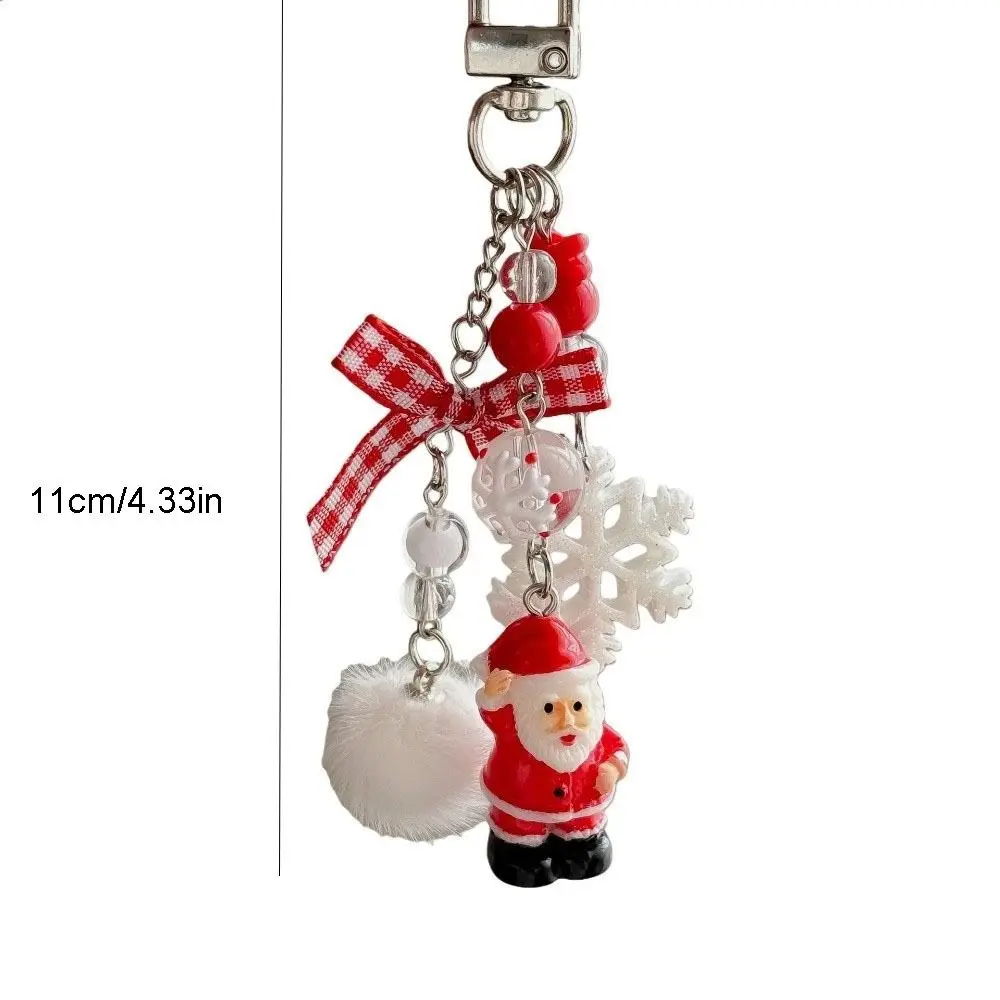 Niedlicher Acryl-Weihnachts-Schlüsselanhänger, Weihnachtsbaum-Perlen-Schlüsselanhänger, Weihnachtsmann-Dekoration, Schneeflocken-Weihnachtsanhänger, Geschenke – Detail 1