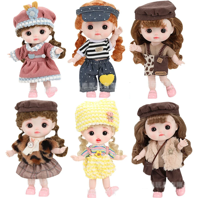 

New 23CM Cute Expression Doll Toys Joints Movable Doll Fashion Girl Dress Up Doll Play House Toys Kids Girls Dolls Toy Gift