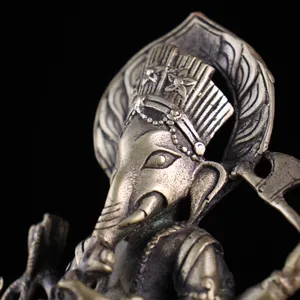 Tibet tapınağı koleksiyonu, bronz, altın ve gümüş, Ganesh, Buda, Fil Zenginlik Tanrısı, Muska Vajra Phurp, ibadet için bir alan 13 Pirinçten 6 büyük satış kütüğü-no. 2