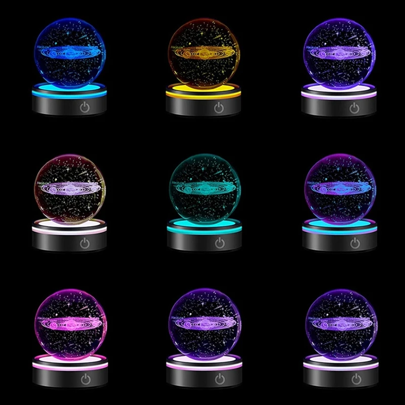 Base de Luz LED com Toque Sensível, Rodada Display Stand Colorido, Arte De Vidro De Cristal 3D, Photo Frame Promoção