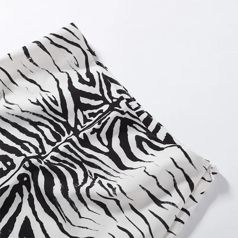 Vintage Damen Zebra-Print Midi-Rock mit niedriger Taille, geradem Schnitt und Reißverschluss, knielanger Rock für Damen, Sommer 2026, vielseitig kombinierbare Unterteile – Detail 3