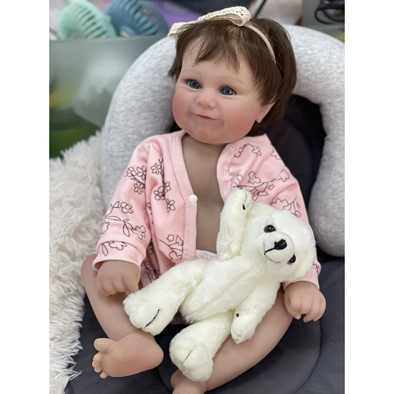 48CM  Full Body Vinyl Waterproof Reborn Baby Maddie with Rooted Hair Newborn Baby Girls 3D Painting Skin Visible Veins Muñecas