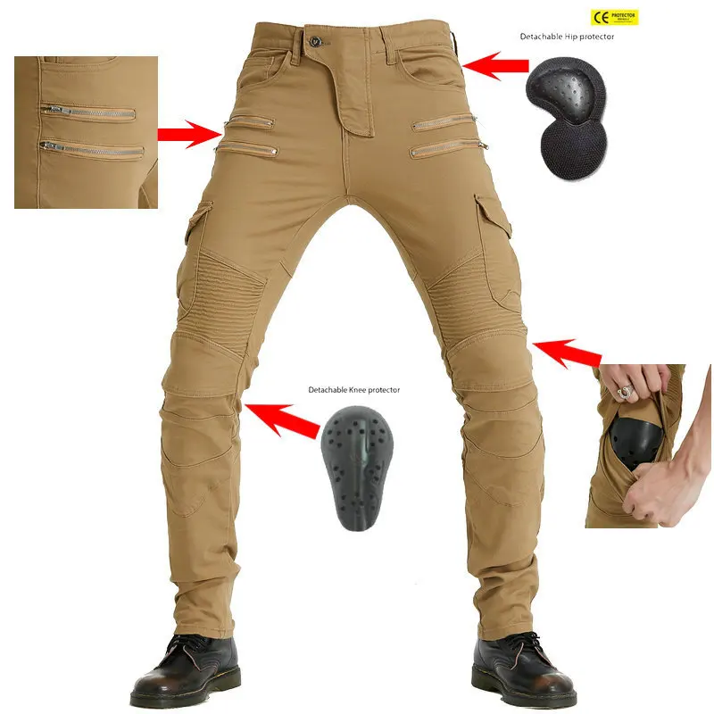 

Motorcycle Riding Jeans Men's Straight Loose Locomotive Anti-drop Off-road Wear-resistantpants Protective Gear Motocross Pants