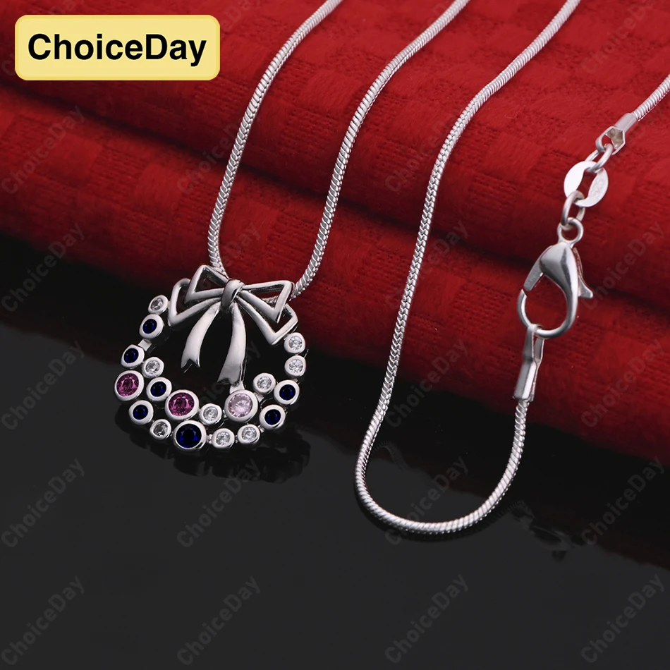 

ChoiceDay 925 Sterling Silver Exquisite Bow Pendant Necklace Fashion Jewelry Wedding Gift Accessories