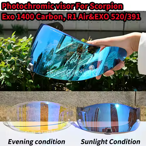 Helmets Visor For Scorpion Exo 1400 Carbon, R1 & EXO 520 391 Motorcycle Helmet Lens Visor Plating Uv Protection Lens Faceshield - Image 12