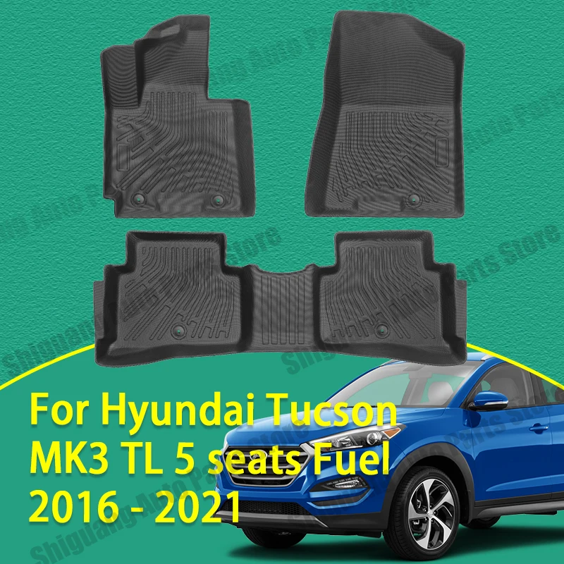 Front Rear TPE Floor Mats for Hyundai Tucson MK3 TL 5 Seats Fuel 2016 - 2021 Backrest Cushion Trunk Mat Waterproof Accessories